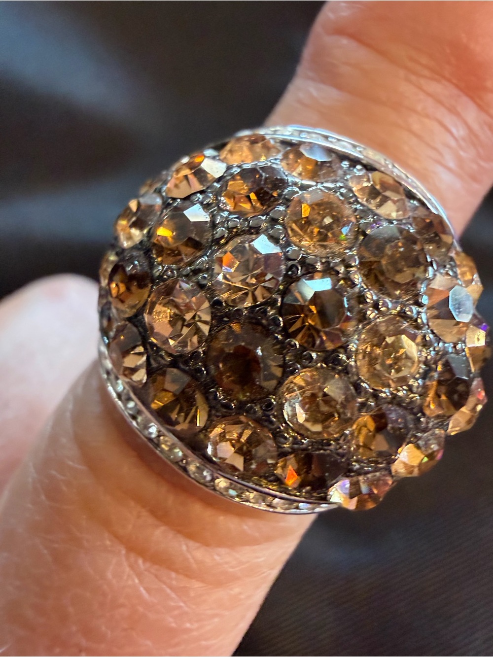 Park Lane Truffles Ring | Amber Topaz Swarovski Crystal Dome Ring
